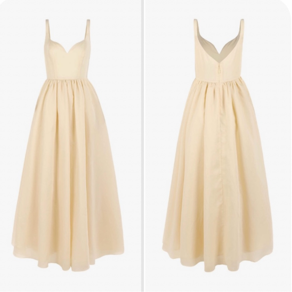 Cream and Gold Sleeveless Maxi Gown